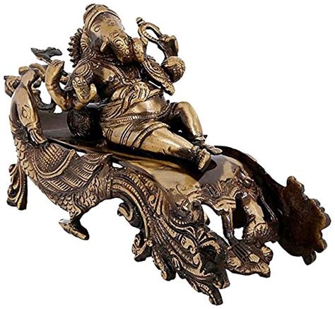 Buy Creative Crafts Brass Ganesh Ji Relaxing Hindu God Statue Figurine ...