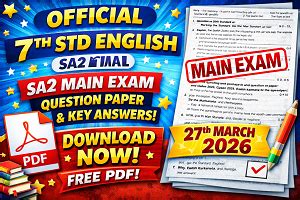 Official 7th Standard English SA2 Main Question Paper and Key Answers ...
