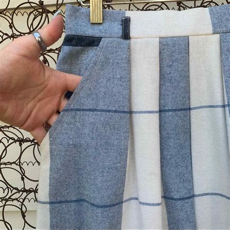 Vintage JCPenney pastel pink blue plaid skirt 25" WAI… - Gem