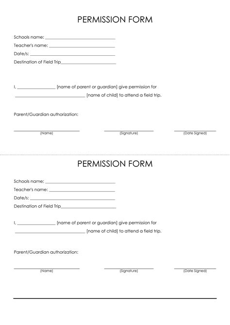 Permission Slip Templates - Printable Art and Words