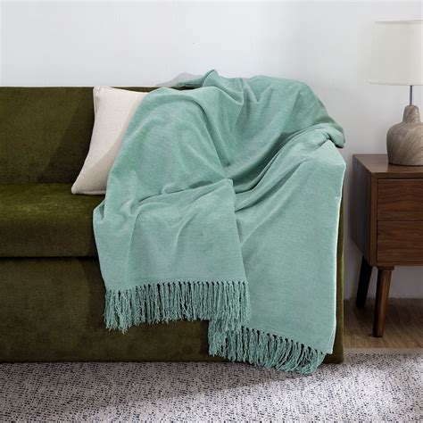 Buy Jessica 100% Cotton Solid Woven Super Soft Dusty Jade Green Throw ...