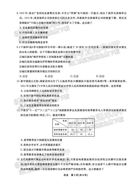 2022辽宁协作校高三1月联考历史试题及参考答案-高考直通车