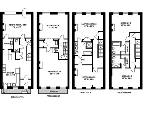 Brooklyn Row House Floor Plans