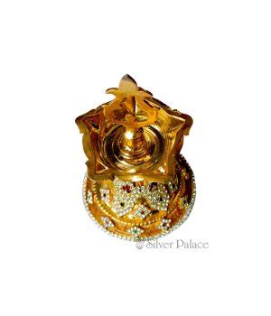 Gold Polished Stone Studed Kuthu Villaku - Silver Palace