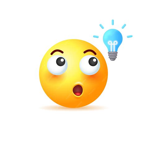 Premium Vector | Yellow emoji with light bulb isolated on white background
