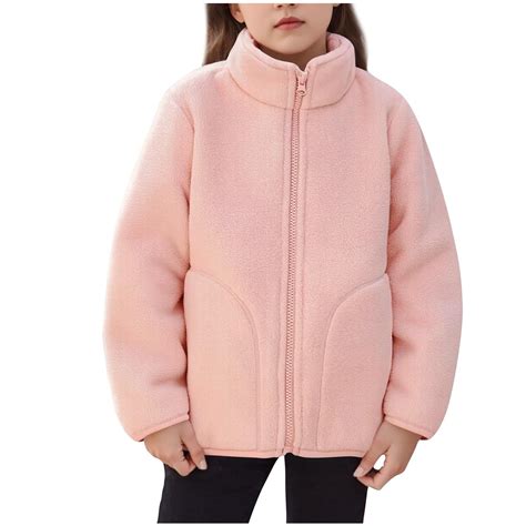 Cethrio Kids Girls Fleece Jackets, Thermal Stand-up Collar Soft Full ...