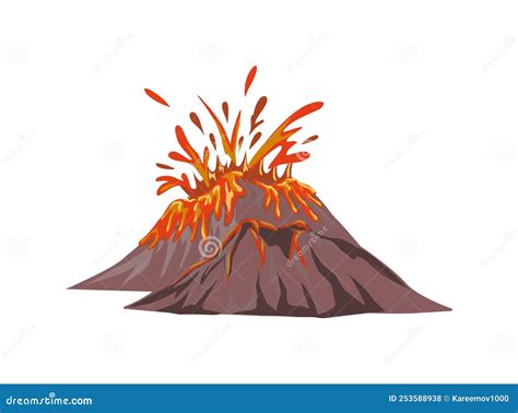 Volcano Eruption Vector Hand Drawing Stock Vector - Illustration of ...