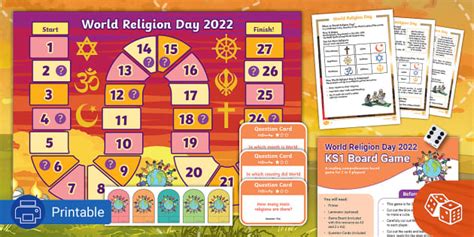 KS1 World Religion Day Reading Comprehension Board Game Pack