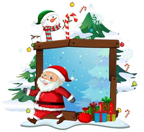 Leeg houten frame met de Kerstman in het thema van Kerstmis op witte ...