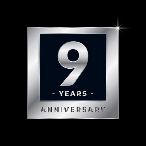 Nine Years Anniversary celebration Luxury Black and Silver Logo Emblem ...