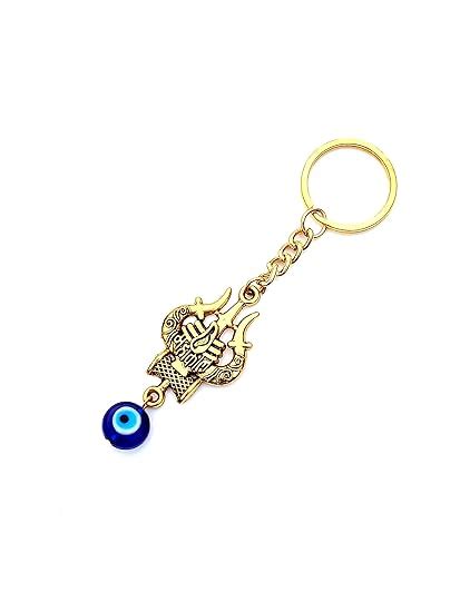 SHILPMART Trishul Metal Keychain for Bike Rudraksha Damru Mahakal Blue ...