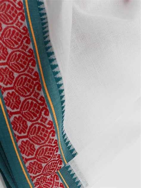 Men Cotton Pine Green Fancy Border Panchakacham with Angavasthram ...