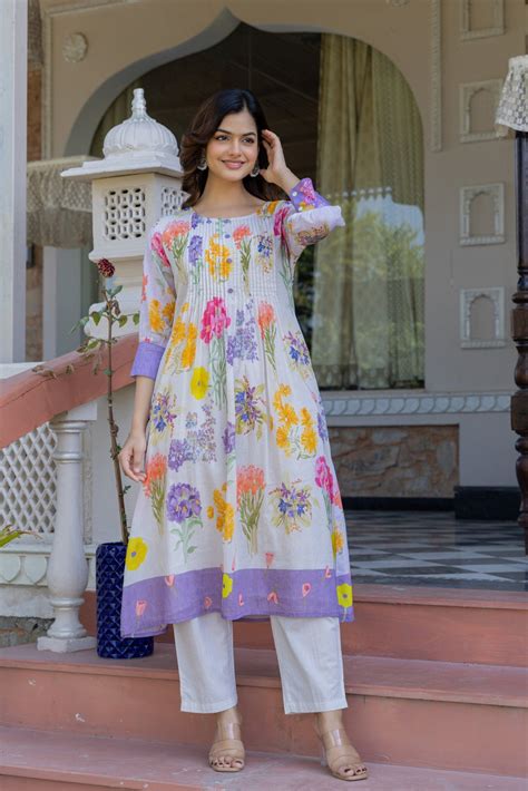 Anju Blue Floral Printed Kurta Set