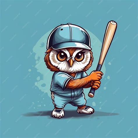 Cute baby owl baseball player Vector Logo little animal character ...