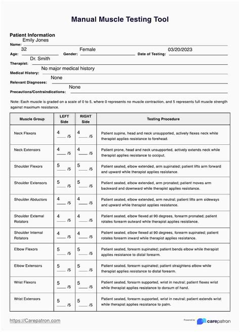 Manual Muscle Testing & Example | Free PDF Download