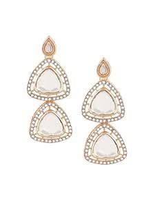 Zaveri Pearls Gold Tone Artificial Stones & Austrian Diamonds Dangle ...