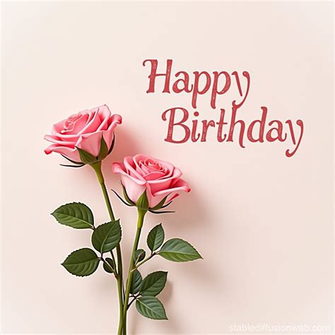Birthday Greeting Card with Pink Roses | Stable Diffusion Online