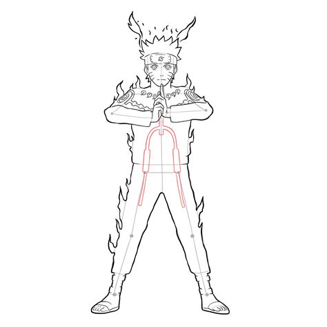 Naruto Uzumaki Nine Tailed Form Drawing
