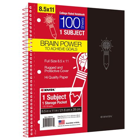 KAISA Spiral Notebook, 100 Sheets 1-Subject Wirebound Notebook, 8 ...