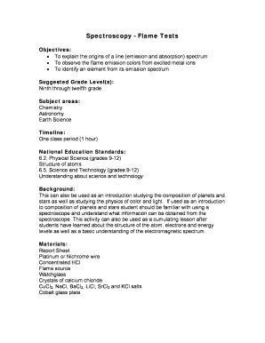 Fillable Online Spectroscopy - Flame Tests - Space Foundation Fax Email ...
