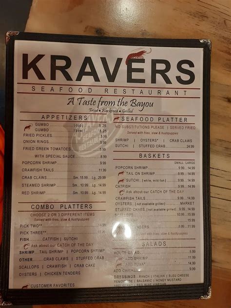 Kravers Seafood Mobile Menu - Updated November 2025