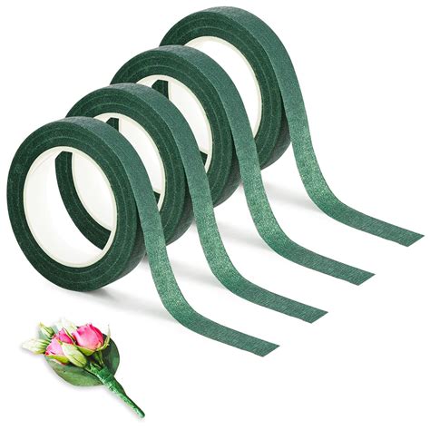 4 Rolls Florist Tape, Floral Tape Green for Bouquet Stem Wrap, 12mm ...