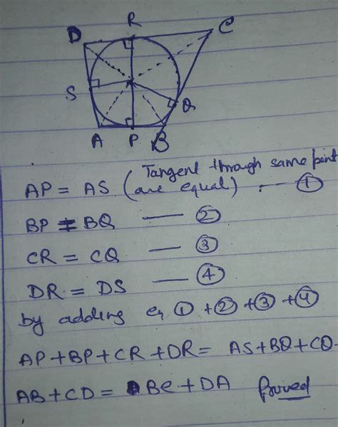 a quadrilateral ABCD is drawn to circumscribe a circle with centre O in ...