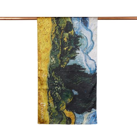 Wheat Field with Cypresses Satin Silk Scarf | Ipekevi