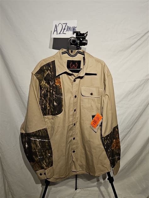 Tallwoods Mossy Oak Men L Stretch Hunting Shooting Shirt Khaki & Camo ...