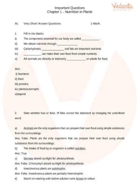 Some extra and important questions on nutrition in plants class 7 ...