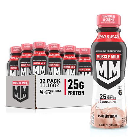Amazon.com: Muscle Milk Genuine Shake, Strawberry, 11.16 Fl Oz Bottles ...