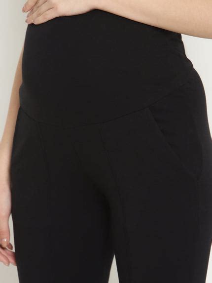 High-rise Bootcut Maternity Pants- Black