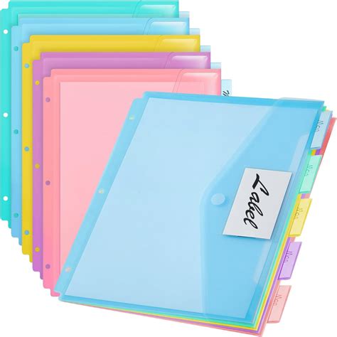 Amazon.com : Jetec 50 Pack/ 10 Sets 5 Tab Binder Dividers for 3 Ring ...
