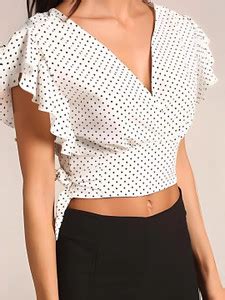 ELCHIC Casual Polka Print Women Dark Blue Top - Buy ELCHIC Casual Polka ...
