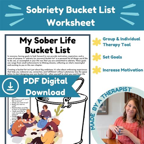 Sober Recovery Bucket List Addiction Counseling Group Therapy Worksheet ...