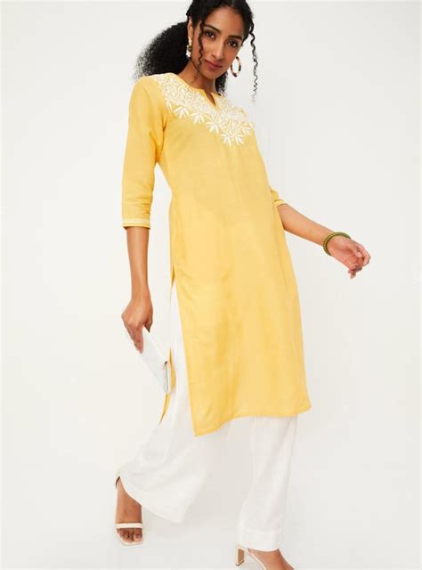 Buy Women Chikankari Embroidered Straight Kurta Online at just Rs. 599. ...