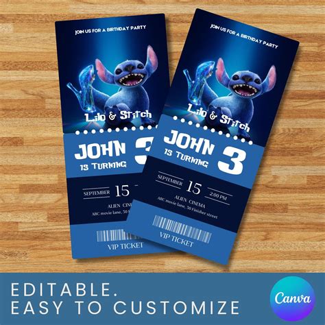 Lilo and Stitch Movie Ticket Party Invitation | Kids Birthday Invite ...