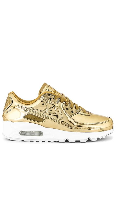 Nike Air Max 90 Liquid Metal Sneaker in Metallic Gold & Club Gold | REVOLVE