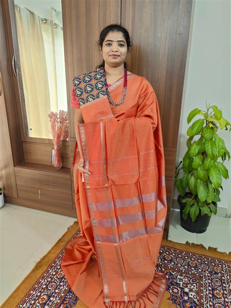 Mangalagiri Silk Cotton - Bricky Red – Looms Legacy