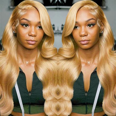 Amazon.com : Honey Blonde Wig Human Hair Body Wave 13X6 HD Lace Front ...