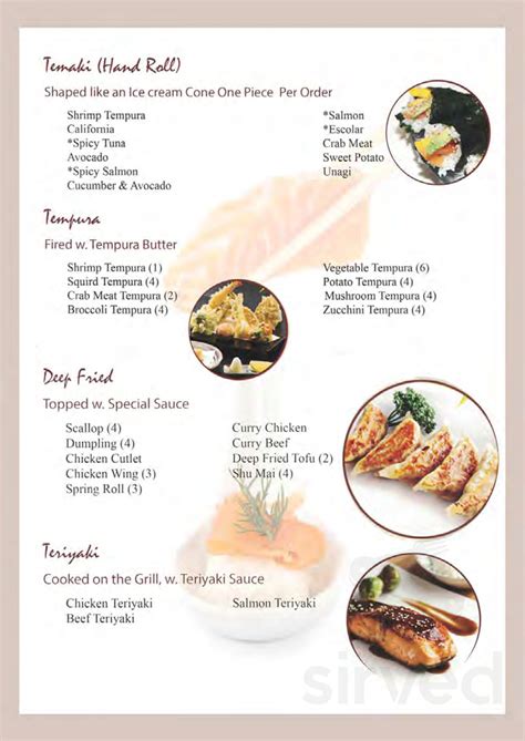 Akita Sushi and Hibachi menu in Woodbury, Minnesota, USA