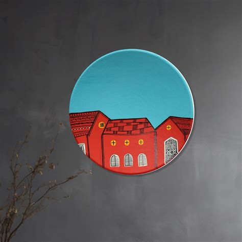 Buy 'Red Hut' Handpainted Terracotta Decorative Wall Plate, 9.5 Inch ...