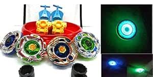 Buy Magicwand 4 Big Metal Beyblades with Led Lights, 2 Launchers, 1 ...