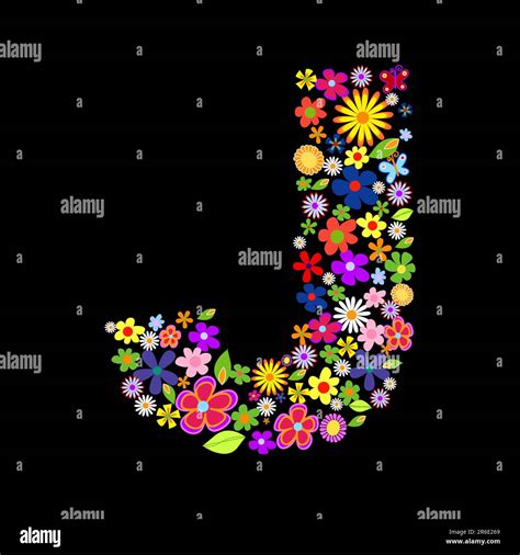 Vector flower font, letter J Stock Vector Image & Art - Alamy