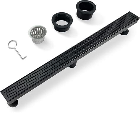 Buy TECFORG 36 Inch Black Rectangular Shower Drain with Removable ...