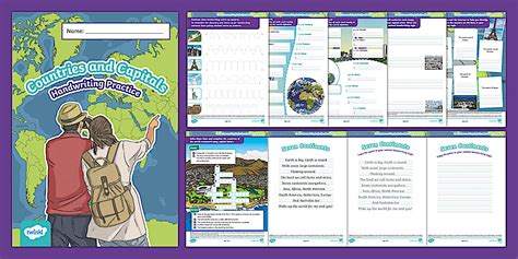 Countries and Capital Handwriting Practice Booklet