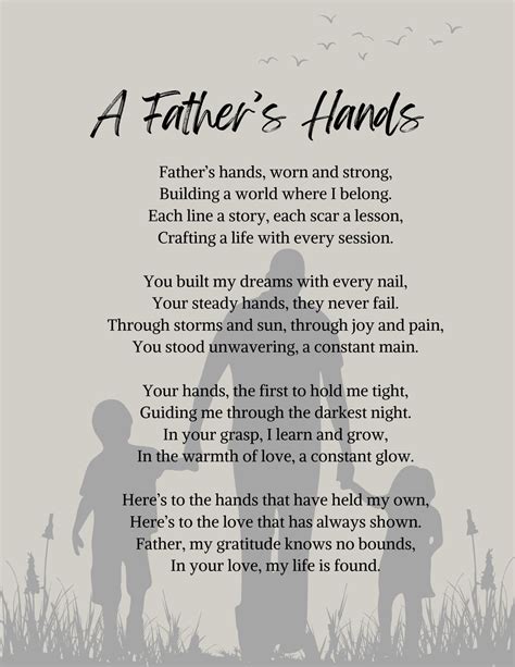 A Father's Hands Poem, Poem Gift for Dad, Fathers Day, Inspirational ...