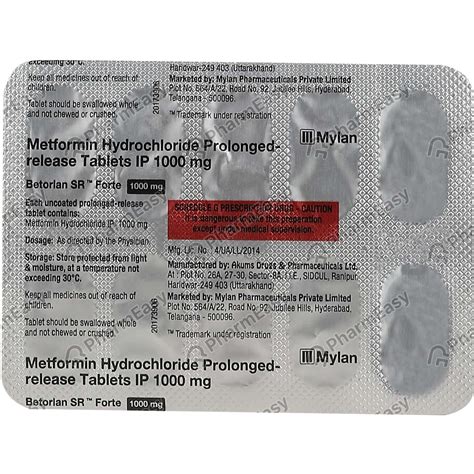 Betorlan Sr Forte 1000 MG Tablet (10): Uses, Side Effects, Price ...