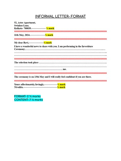 Informal Letter Format 的图像结果