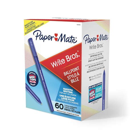 Paper Mate Write Bros Stick Ballpoint Pens, Medium Point, Blue Ink, 60 ...